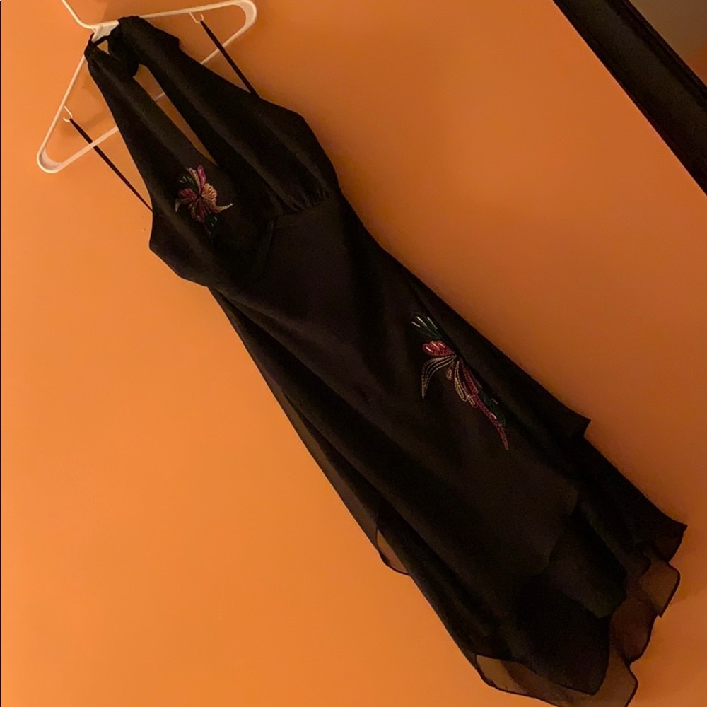 Black hi low halter dress
